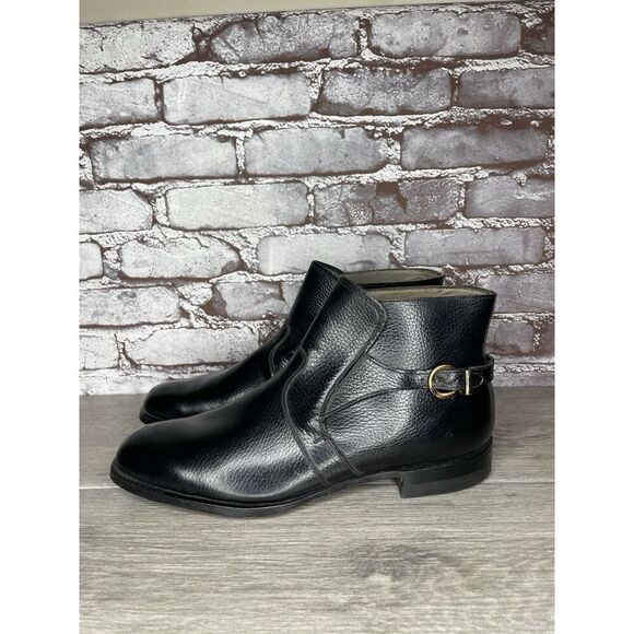 French Shriner Reject Black Leather Buckle Strap Ankle Boots Men 10.5D US/44EU - Picture 1 of 16